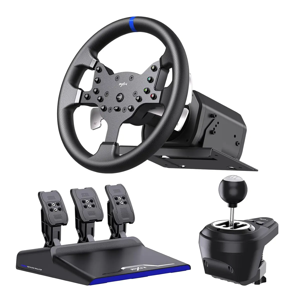 PXN V99 Racing Steering Wheel Wired Black